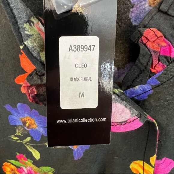 NWT Tolani Collection Women's Black Floral Button-Front Top | Size M - Picture 4 of 8